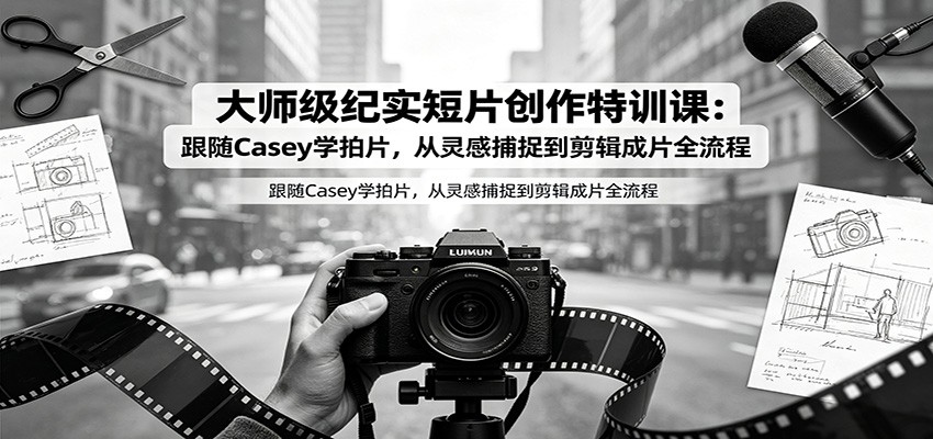 大师级纪实短片创作特训课：跟随Casey学拍片，从灵感捕捉到剪辑成片全流程-万象聊项目