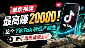 单条视频最高赚 20000！这个 TikTok 轻资产副业，新手当天就能上手-万象聊项目