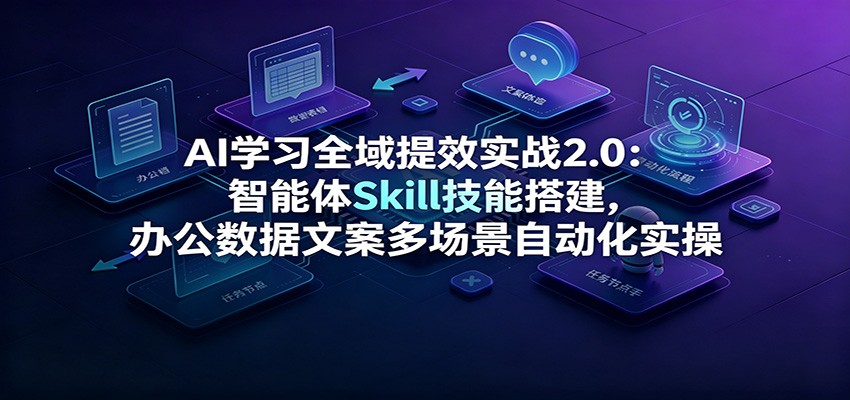 AI学习全域提效实战2.0：智能体Skill技能搭建，办公数据文案多场景自动化实操-万象聊项目