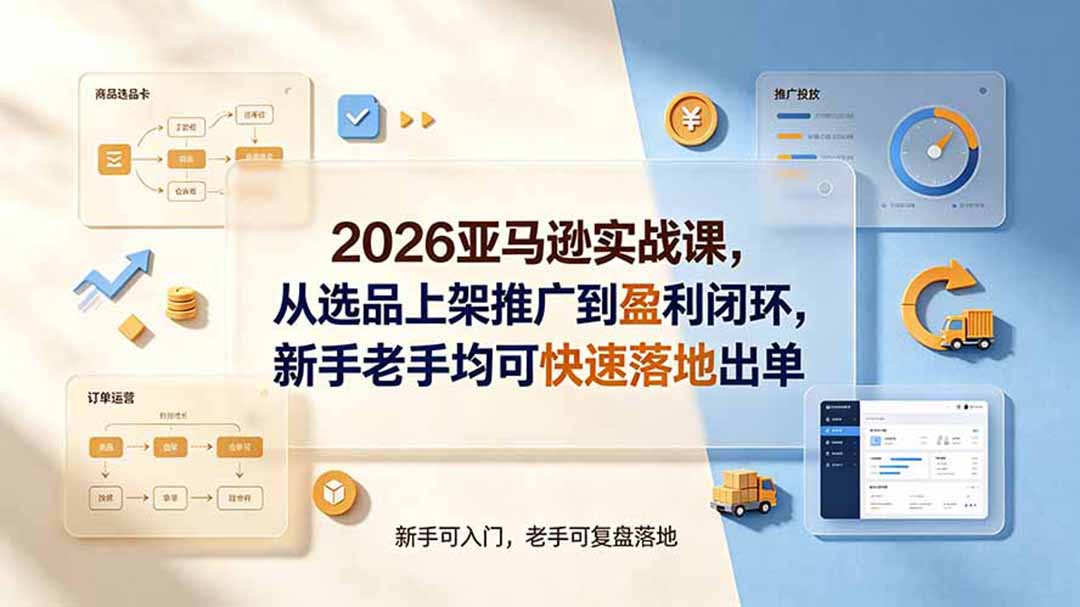 2026亚马逊实战课，从选品上架推广到盈利闭环，新手老手均可快速落地出单-万象聊项目