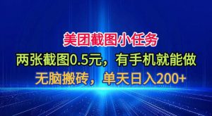 美团截图小任务,两张截图0.5元,有手机就能做,单天日入200+【揭秘】-万象聊项目