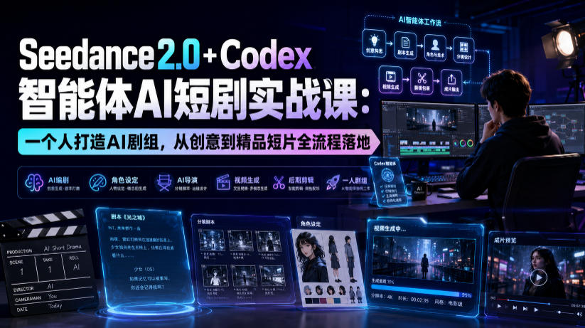 Seedance2.0+Codex智能体AI短剧实战课：一个人打造AI剧组，从创意到精品短片全流程-万象聊项目