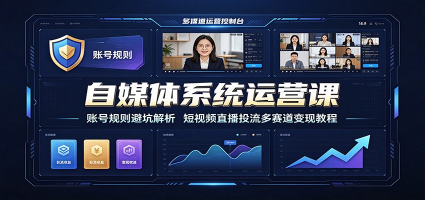 自媒体系统运营课：账号规则避坑解析，短视频直播投流多赛道变现教程-万象聊项目