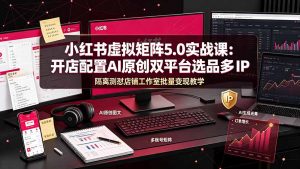 小红书虚拟矩阵5.0实战课：开店配置｜AI原创｜双平台选品｜多IP隔离｜测怼店铺工作室批量变现实操教学-万象聊项目