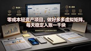 零成本轻资产项目，做好多多虚拟矩阵，每天稳定入账一千块-万象聊项目