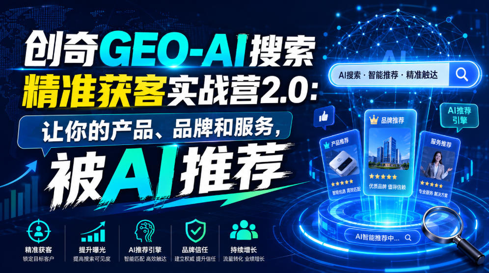 创奇GEO-AI搜索精准获客实战营2.0：让你的产品、品牌和服务，被AI推荐-万象聊项目