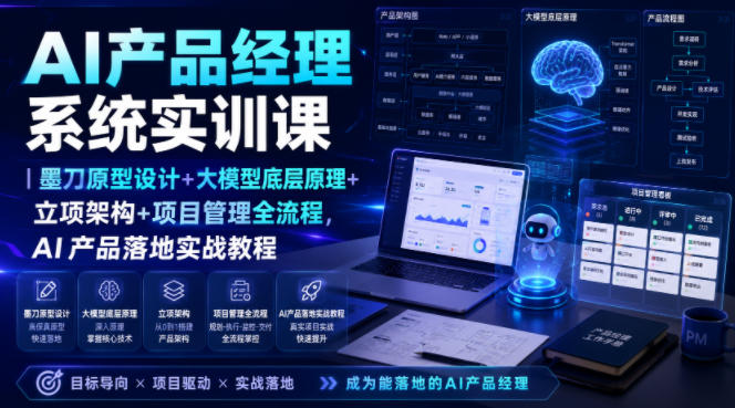AI产品经理系统实训课｜墨刀原型设计+大模型底层原理+立项架构+项目管理全流程，AI产品落地实战教程-万象聊项目