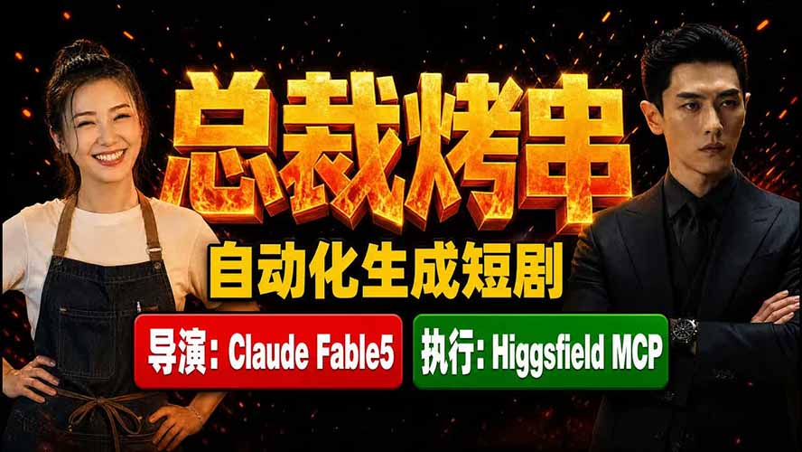 《总裁烤串》真人短剧全自动诞生！Claude Fable5 当导演，Higgsfield MCP 执行！-万象聊项目