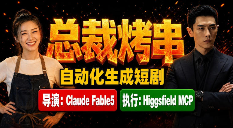 Claude Fable5担任导演+Higgsfield MCP落地执行｜《总裁烤串》真人质感短剧全自动AI生成全流程教学-万象聊项目