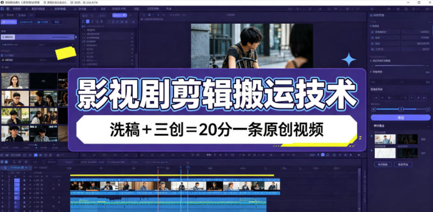 影视剧剪辑搬运技术，洗稿+三创=20分一条原创视频-万象聊项目