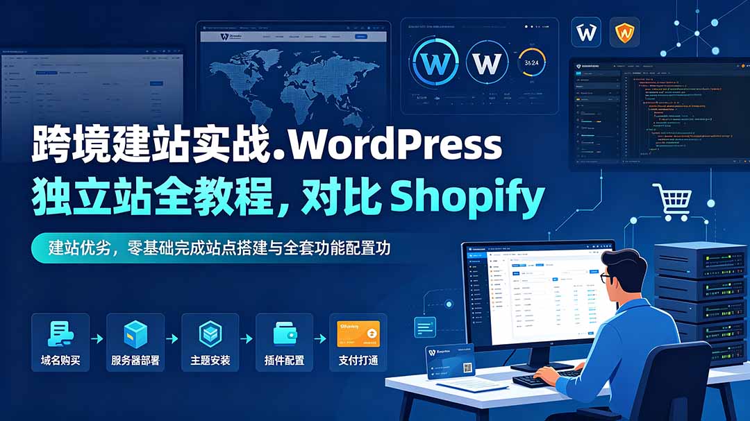 跨境建站实战：WordPress 独立站全教程，对比 Shopify 建站优劣，零基础完成站点搭建与全套功能配置-万象聊项目