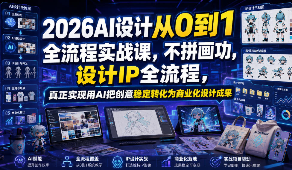 2026AI设计从0到1全流程实战课，不拼画功，设计IP全流程，真正实现用AI把创意稳定转化为商业化设计成果-万象聊项目