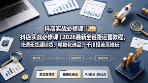 抖店实战必修课｜2026最新全链路运营教程，吃透无货源铺货、精细化选品、千川投流落地玩法-万象聊项目