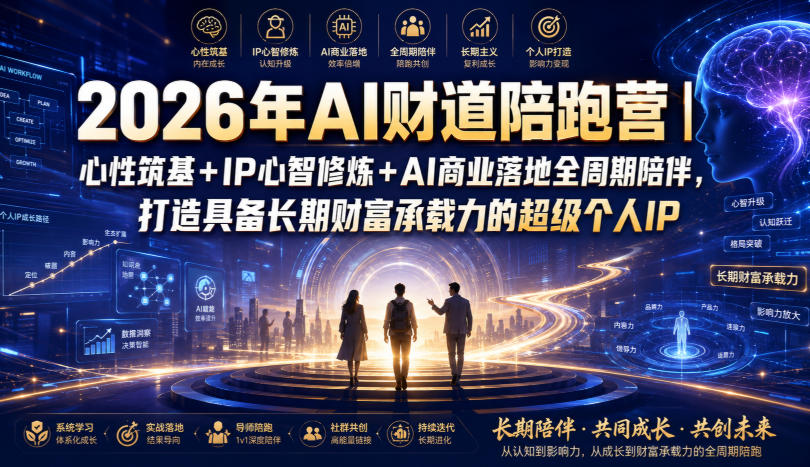 2026年AI财道陪跑营｜心性筑基+IP心智修炼+AI商业落地全周期陪伴，打造具备长期财富承载力的超级个人IP-万象聊项目