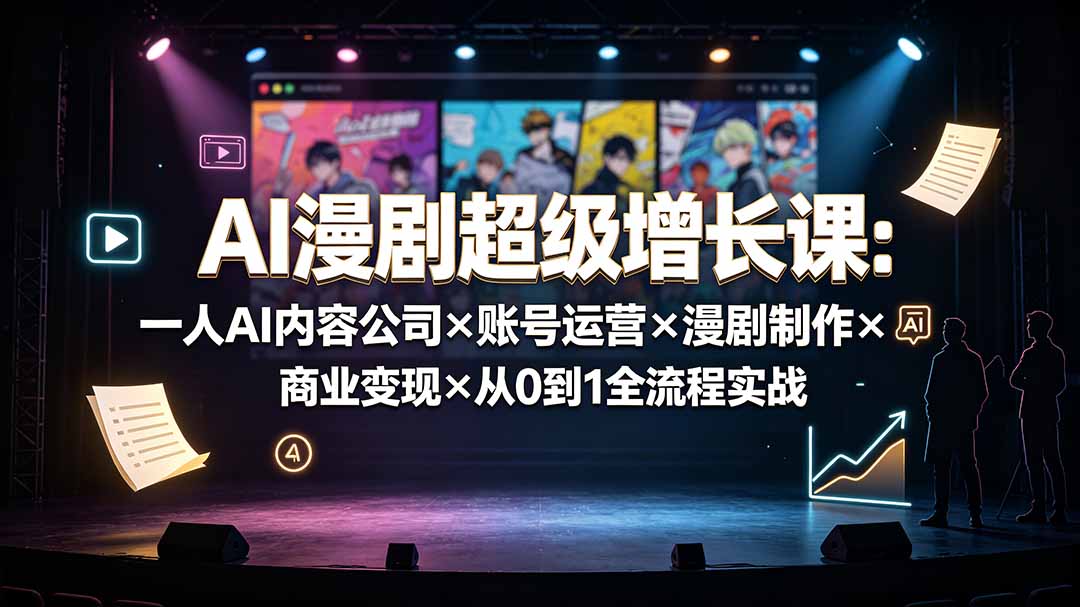 AI漫剧超级增长课：一人AI内容公司×账号运营×漫剧制作×商业变现×从0到1全流程实战-万象聊项目