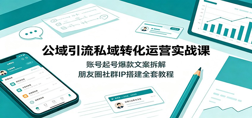 公域引流私域转化运营实战课：账号起号爆款文案拆解，朋友圈社群IP搭建全套教程-万象聊项目