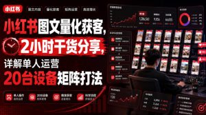 小红书图文量化获客，2小时干货分享，详解单人运营20台设备矩阵打法-万象聊项目