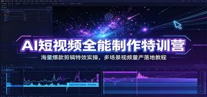 AI短视频全能制作特训营：海量爆款剪辑特效实操，多场景视频量产落地教程-万象聊项目