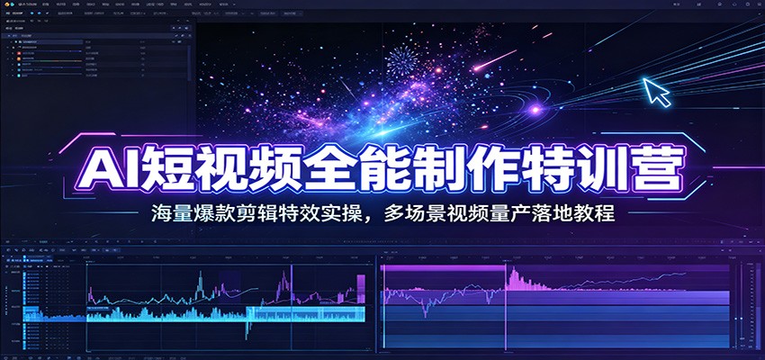 AI短视频全能制作特训营：海量爆款剪辑特效实操，多场景视频量产落地教程-万象聊项目