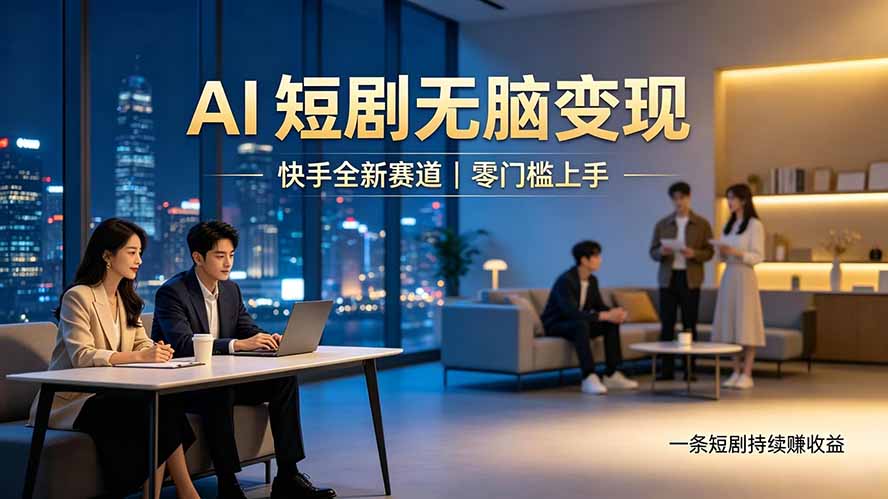 别乱找副业了，快手 AI 短剧零门槛长久被动增收-万象聊项目