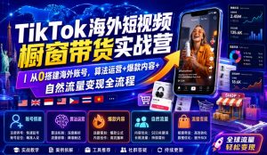TikTok海外短视频橱窗带货实战营｜从0搭建海外账号，算法运营+爆款内容+自然流量变现全流程-万象聊项目