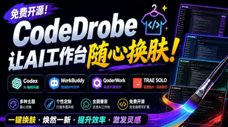 免费开源的CodeDrobe，让AI工作台随心换肤，支持Codex、WorkBuddy等，免费且本地运行！-万象聊项目