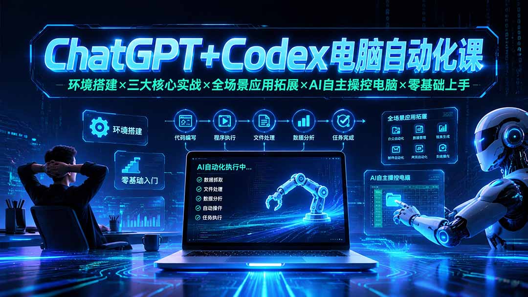 ChatGPT+Codex电脑自动化课：环境搭建×三大核心实战×全场景应用拓展×AI自主操控电脑×零基础上手-万象聊项目