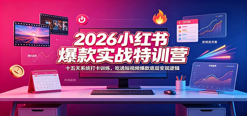 2026小红书爆款实战特训营：十五天系统打卡训练，吃透短视频爆款底层变现逻辑-万象聊项目