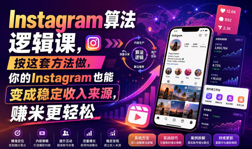 Instagram算法逻辑课，按这套方法做，你的Instagram也能变成稳定收入来源，賺米更轻松【原创双语字幕】-万象聊项目