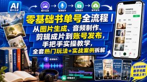 零基础书单号全流程｜从图片生成、音频制作、剪辑成片到账号发布，手把手实操教学，全套热门玩法+实战案例拆解-万象聊项目