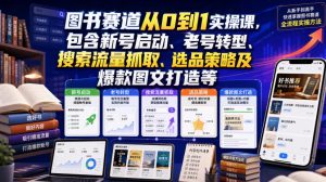 图书赛道从0到1实操课，包含新号启动、老号转型、搜索流量抓取、选品策略及爆款图文打造等-万象聊项目