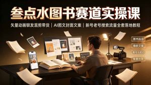 叁点水图书赛道实操课｜矢量动画银发混剪带货，AI图文封面文案，新号老号搜索流量全套落地教程-万象聊项目