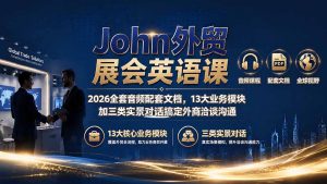 John外贸展会英语课｜2026全套音频配套文档，13大业务模块加三类实景对话搞定外商洽谈沟通-万象聊项目