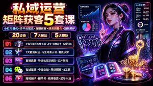 私域运营矩阵获客5套课：小红书量化×多平台截流×直播获客×绿泡泡量化×短视频IP×20设备×7大玩法-万象聊项目