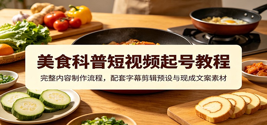 美食科普短视频起号教程：完整内容制作流程，配套字幕剪辑预设与现成文案素材-万象聊项目