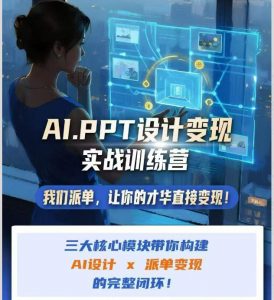 AI+PPT设计变现实战训练营，我们派单，让你的才华直接变现，三大核心模块带你构建Al设计x派单变现的完整闭环-万象聊项目