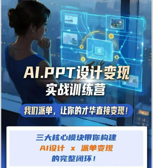 AI+PPT设计变现实战训练营，我们派单，让你的才华直接变现，三大核心模块带你构建Al设计x派单变现的完整闭环-万象聊项目