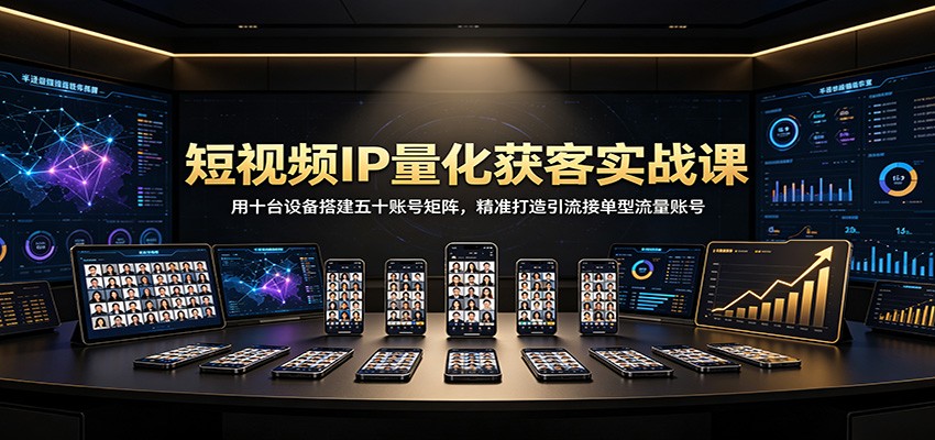 短视频IP量化获客实战课：用十台设备搭建五十账号矩阵，精准打造引流接单型流量账号-万象聊项目