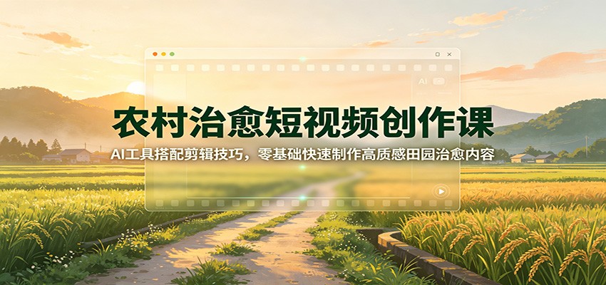 农村治愈短视频创作课：AI工具搭配剪辑技巧，零基础快速制作高质感田园治愈内容-万象聊项目