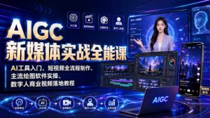 AIGC新媒体实战全能课｜AI工具入门、短视频全流程制作、主流绘图软件实操、数字人商业视频落地教程-万象聊项目