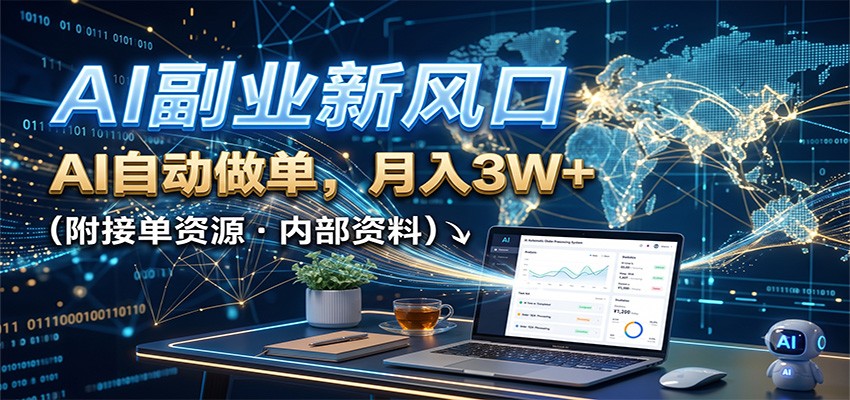 AI副业新风口，AI自动做单，月入3W+，附接单资源-万象聊项目