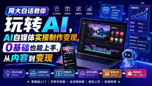 用大白话教你玩转AI，AI自媒体实操制作变现，0基础也能上手，从内容到变现-万象聊项目