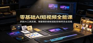 零基础AI短视频全能课：多款AI工具实操，海量爆款模板搭配剪辑带货全流程-万象聊项目