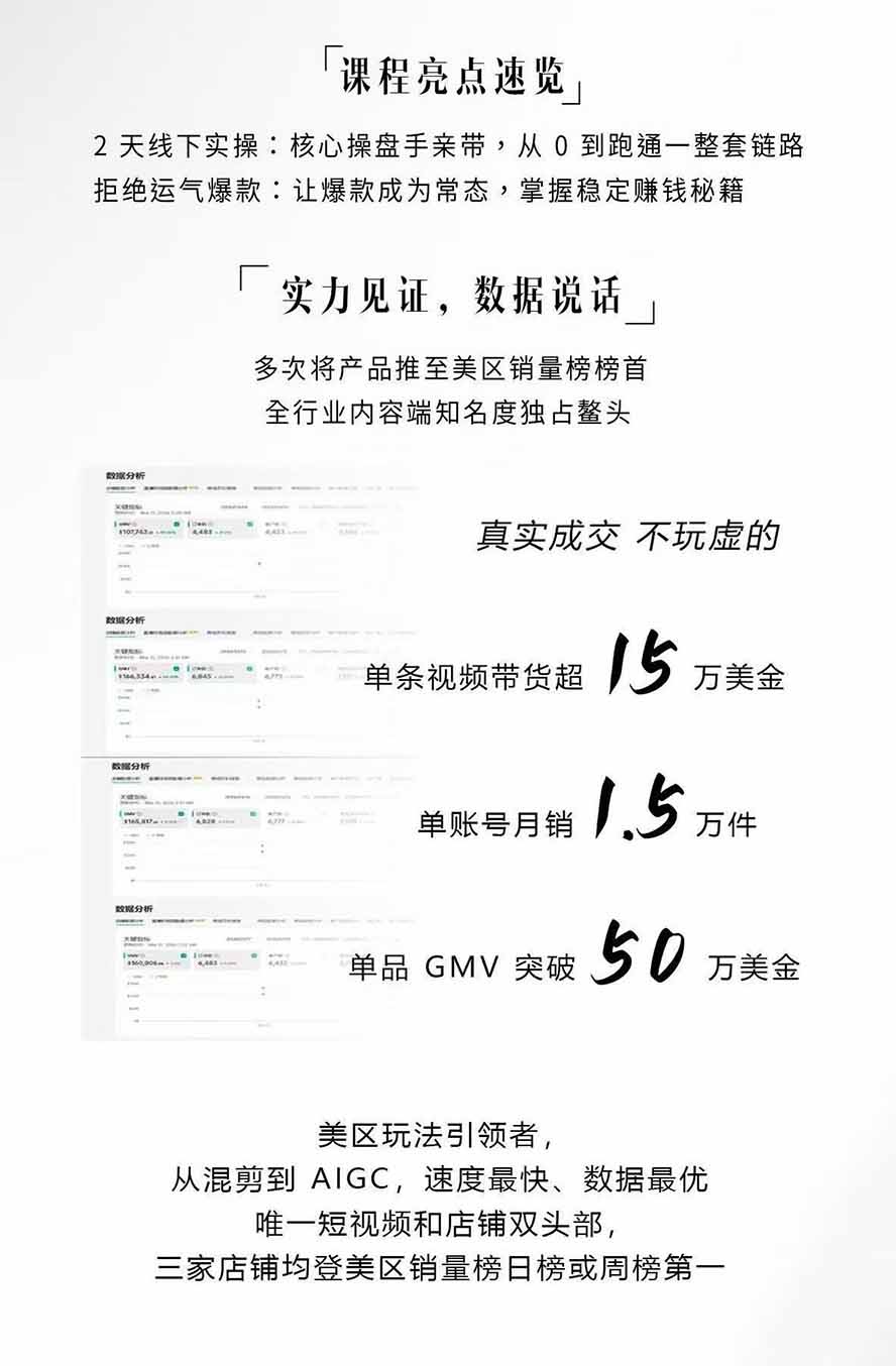 图片[2]-AIGC×TikTok美区短视频带货线下课；两天一夜完整回放，12小时高清视频收录头部操盘手全流程教学-万象聊项目