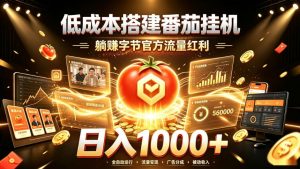 低成本搭建番茄挂G，躺賺字节官方流量红利，日入1k+，全程傻瓜式落地【揭秘】-万象聊项目