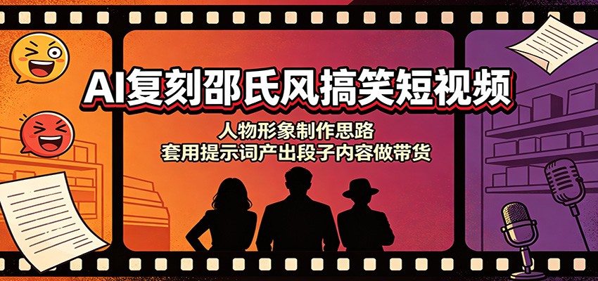 AI复刻邵氏风搞笑短视频：人物形象制作思路，套用提示词产出段子内容做带货-万象聊项目