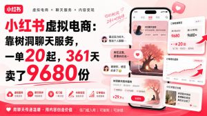 小红书虚拟电商：靠树洞聊天服务，一单20起，361天卖了9680份-万象聊项目