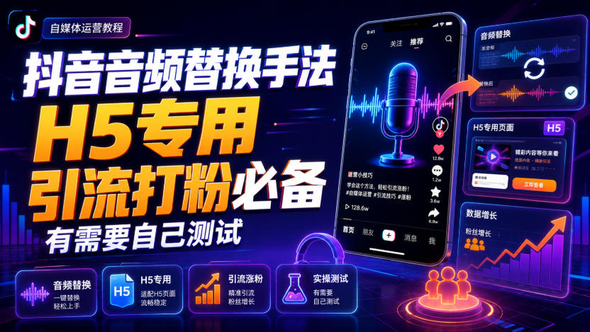 抖音音频替换手法H5专用，引流打粉必备，有需要自己测试-万象聊项目