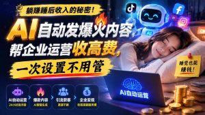 躺赚睡后收入的秘密！AI 自动发爆火内容，帮企业运营收高费，一次设置不用管【原创双语字幕】-万象聊项目