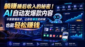 躺賺睡后收入的秘密！AI自动发爆款内容，不需要懂技术，让你在睡觉的时候也能轻松賺钱【原创双语字幕】-万象聊项目
